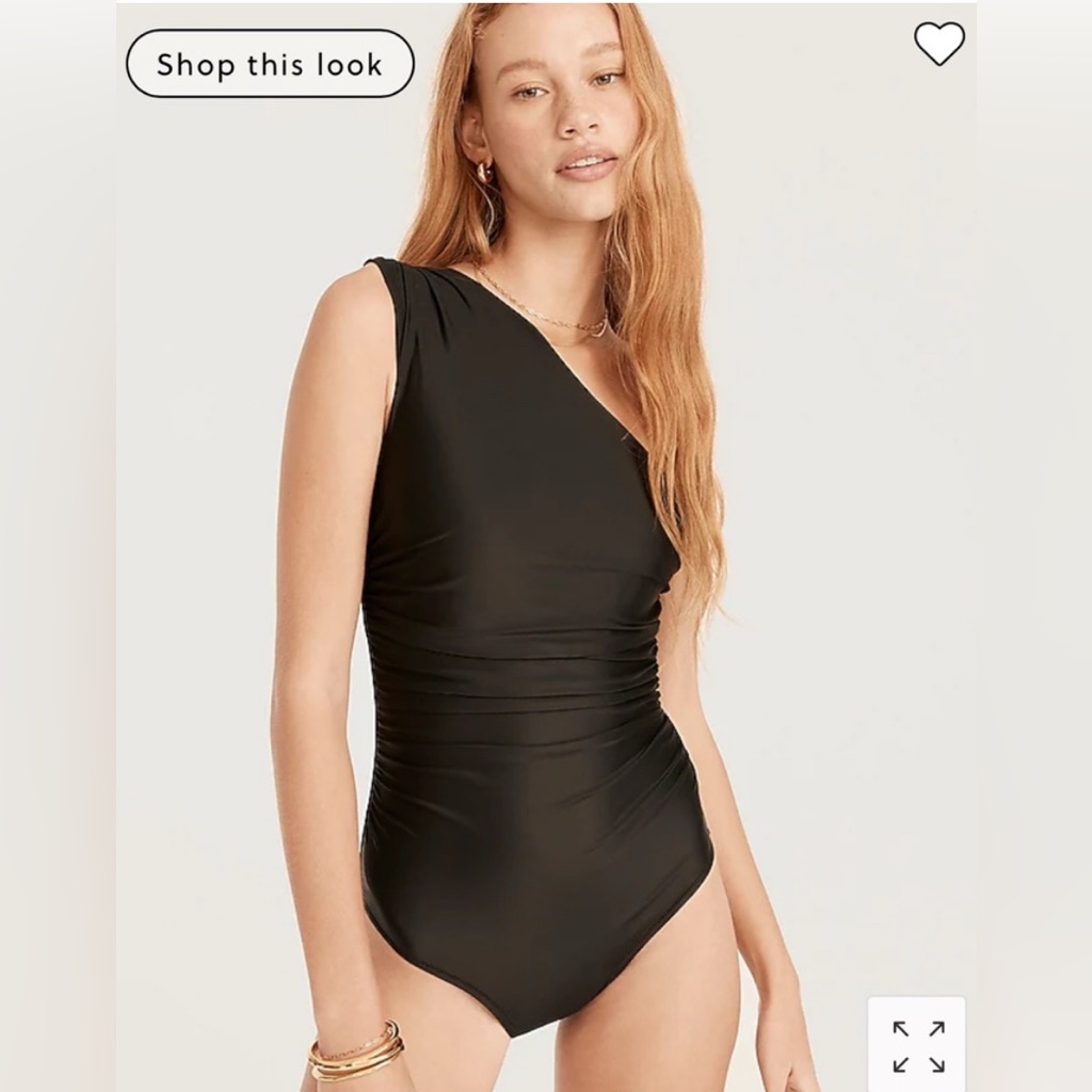 J.Crew Long-Torso Ruched One-Shoulder One-Piece Size 20